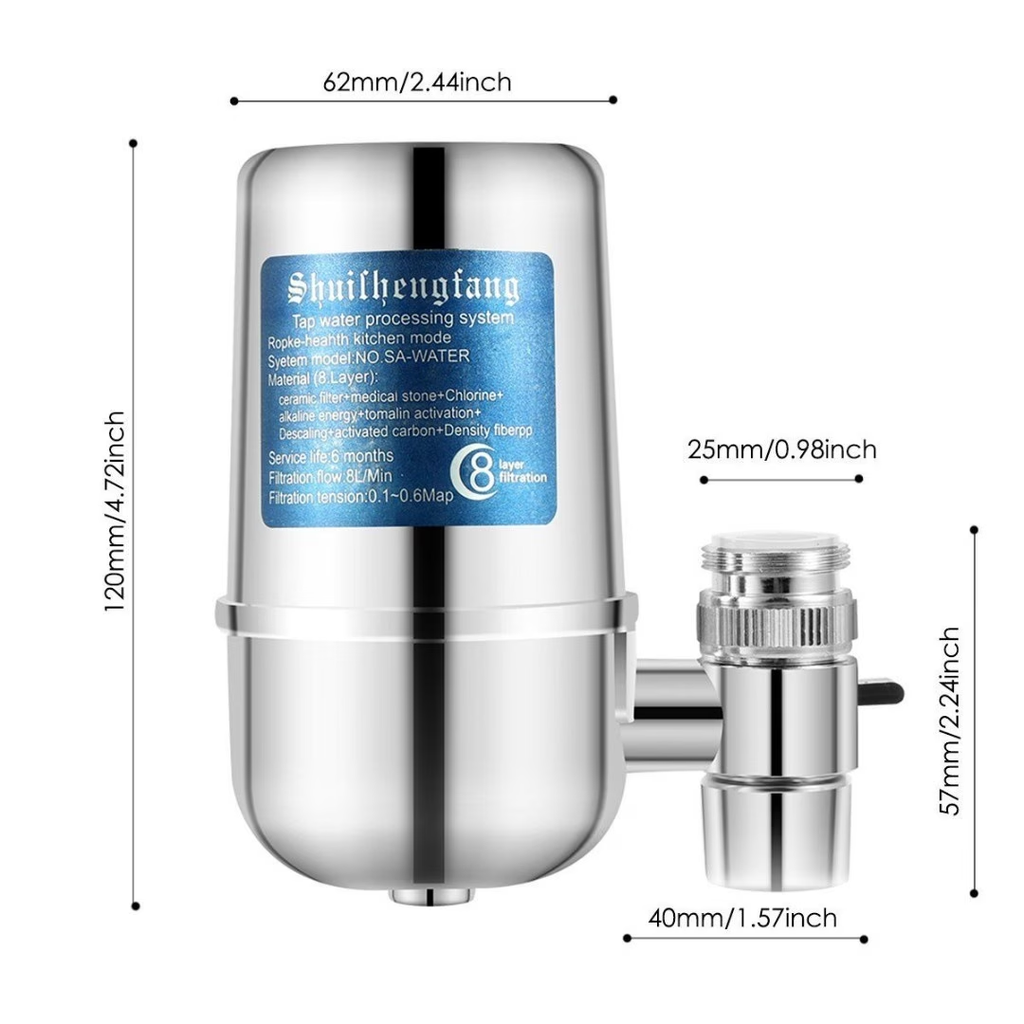 TURAOHU Faucet Water Filter Faucet Mount Water Filtration System Household Kitchen Water Purifier Tap Water Filter