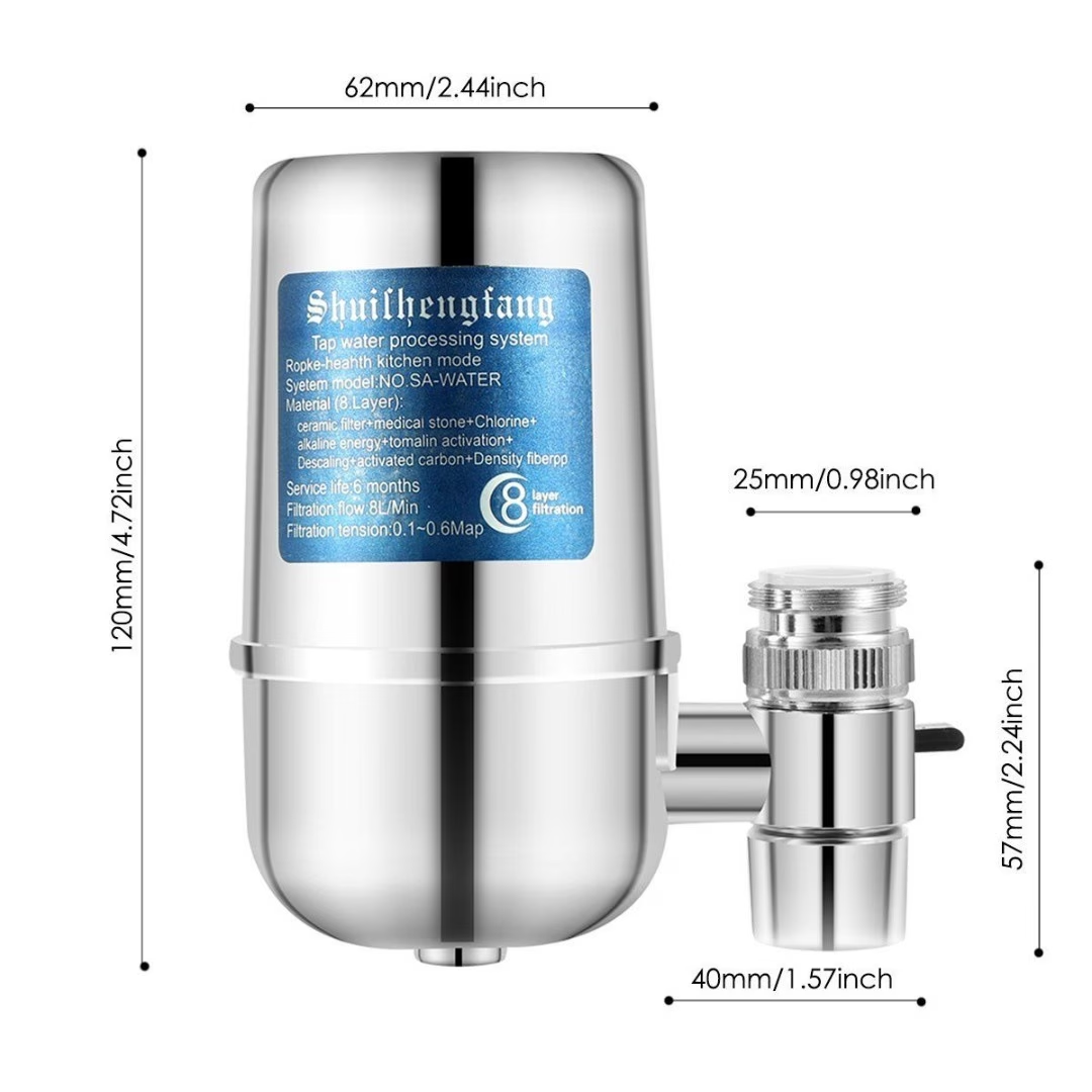 TURAOHU Faucet Water Filter Faucet Mount Water Filtration System Household Kitchen Water Purifier Tap Water Filter