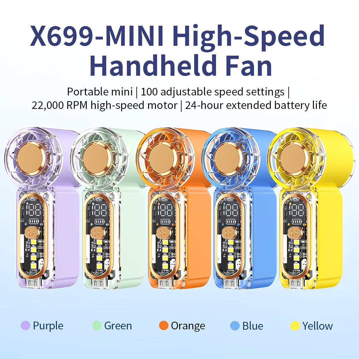 Ultra-Quiet Mini Fan, Low Noise Operation, Ultra-Long Life, Mini Size, Pocket-Sized, Portable, Suitable for Dormitories, Classrooms, Libraries, Mini Compressible Fan, Lightweight Design, 22000 RPM High-Speed Airflow