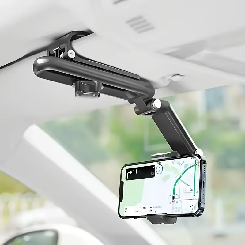 Car Phone Holder • 1080° Rotating Sun Visor • ABS Material • Versatile for Bedroom, Kitchen, And Vehicle
