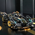 Limited Edition Supercar Model Set, Sleek Black and Golden Color Scheme, DIY Mechanical Assembly, High-Quality ABS Plastic, Stackable Vehicle Set, Suitable for Ages 6+, Building Block Set, Model Making, Boys' Car Toy
