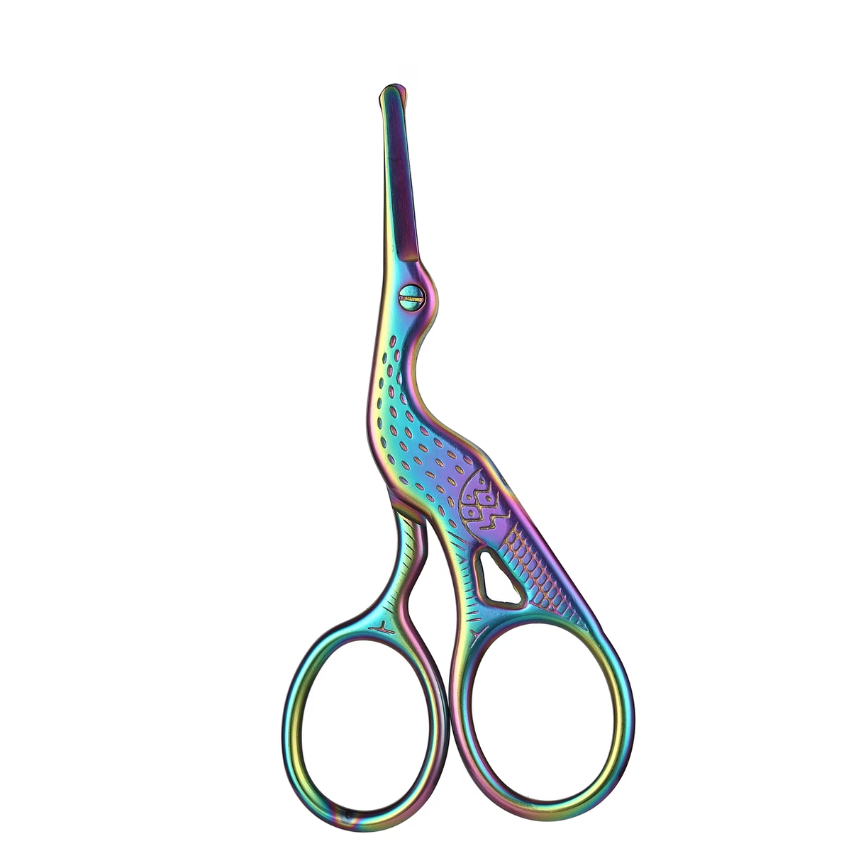 Safety Round Head Stainless Steel Nose Hair Scissors, Bionic Crane Type Beauty Scissors for Eyebrows, Nose Hair, Beard, Ear Hair, Stainless Steel Eyebrow Scissors, Men and Women Professional Trimming Facial Hair Beauty Makeup Scissors