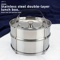 Double-layered 304 stainless steel lunch box, airtight, leak-proof, drop-resistant, durable, portable, and easy to clean. Suitable for office workers and students; microwave safe.