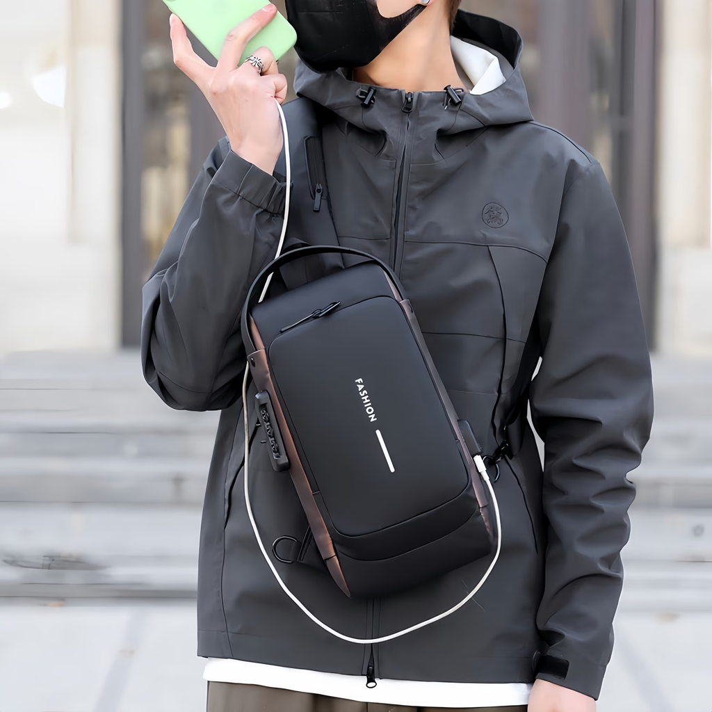 A Multi-functional Combination Lock Chest Bag, Outdoor Casual Crossbody Bag, Unisex Simple Single-shoulder Bag