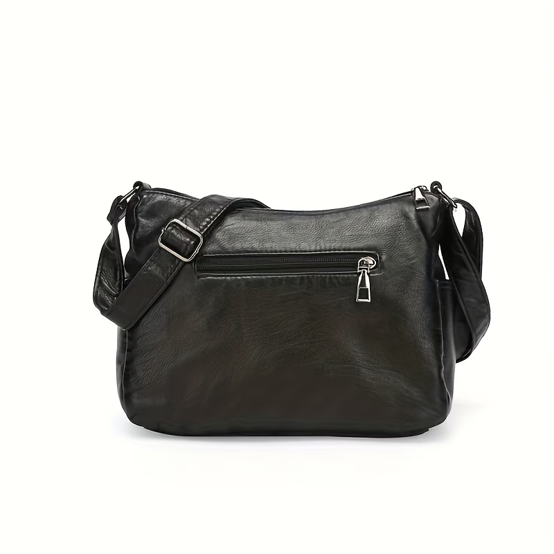 Multi-Pocket Hot Selling Vintage Crossbody Bag - Adjustable Shoulder Strap & Multi-Pocket Design, Large Capacity Heart Decoration Casual Monochrome Tote, Fashionable Trendy Choice, Suitable for Daily Use