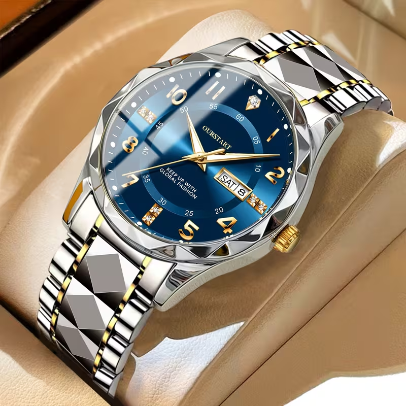 Luxury Quartz Watch with Date Display - Stainless Steel Business Watch for Men & Women, Perfect Father's Day/Birthday Gift