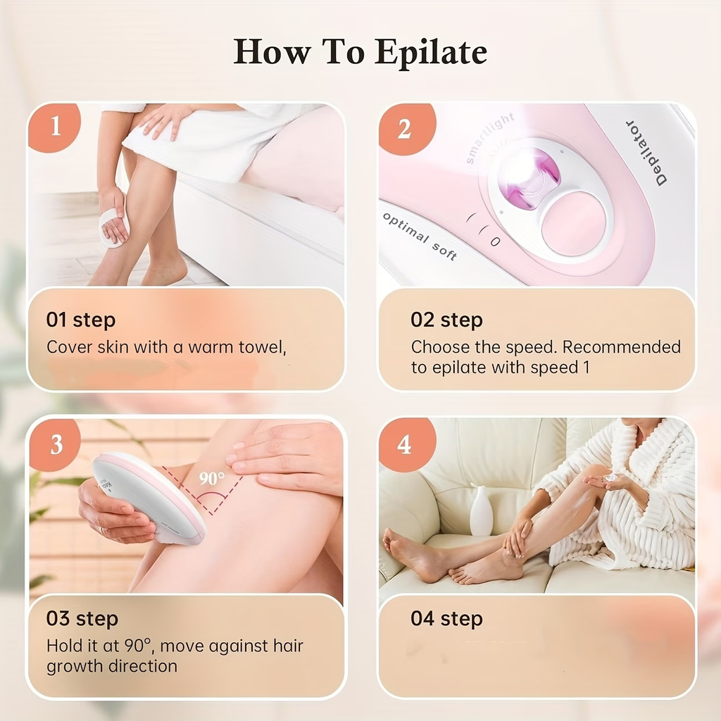 USB Charging Hair Removal Device with Light, Women'S Intelligent Electric Hair Removal Device, Portable Hair Removal Device