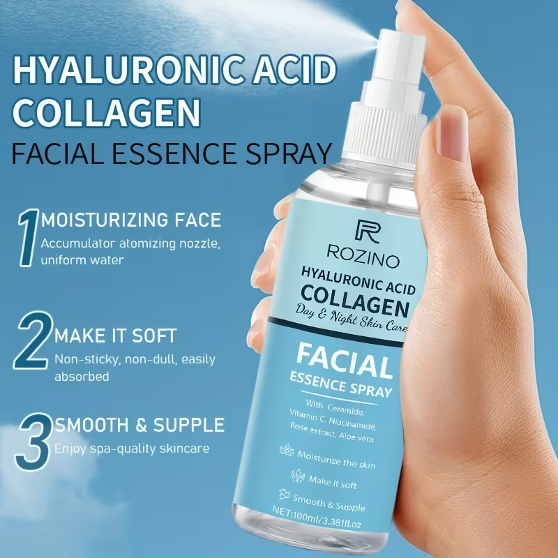 This Facial Essence Spray Contains Hyaluronic Acid And Collagen, Providing Instant Hydration. It Helps to Lift And Firm The Skin, Smooths Out Texture, And Dark Spots And Wrinkles. Suitable for Addressing Skin Redness, Dullness, Enlarged Pores