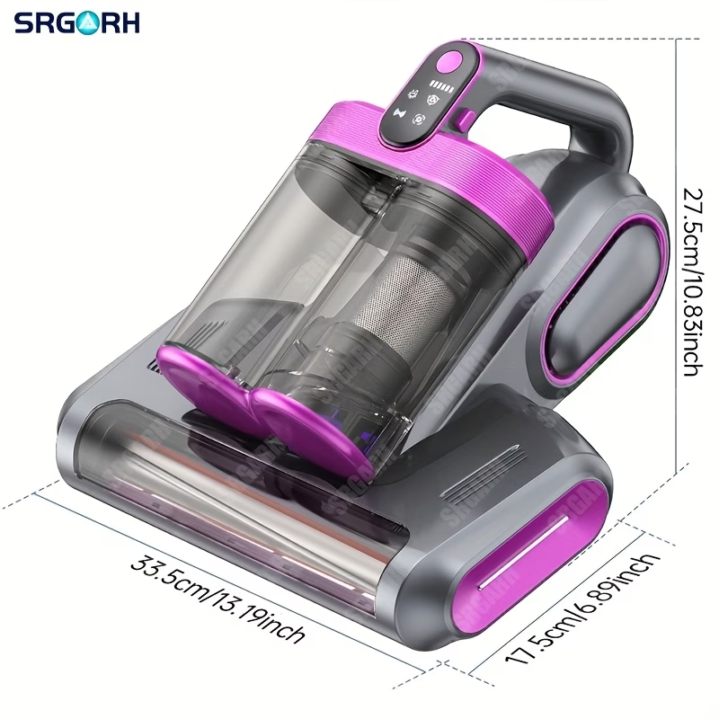 3-minute Fast Charging Cordless Mattress Vacuum Cleaner, 16Kpa Suction Power, 253.7nm UV Light And 80, 000 RPM Sonic Technology, Portable Double Cup Handheld USB Rechargeable, Suitable for Beds, Fabric Sofas, Carpets, Mother's Day Gift