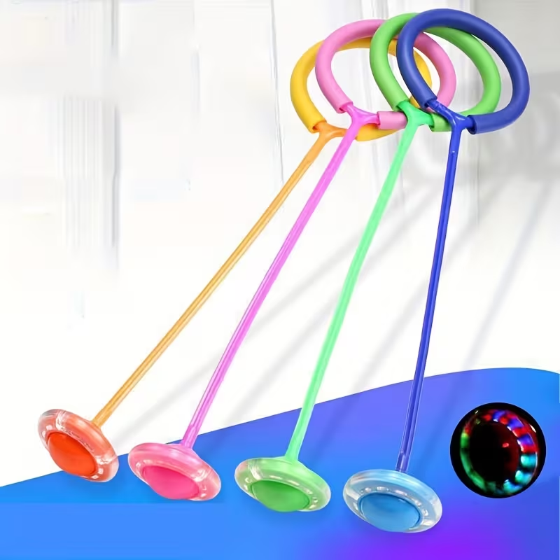 [Light-Up Jump Rope] 1pc Triboluminescence Flash Jump Rope Ball - Pink PVC Skipping Toy with Bright Light-Up Wheels for Fitness, Exercise & Fun Outdoor Games, Sports Training Gear | Colorful Toy Design | Dynamic Play Item