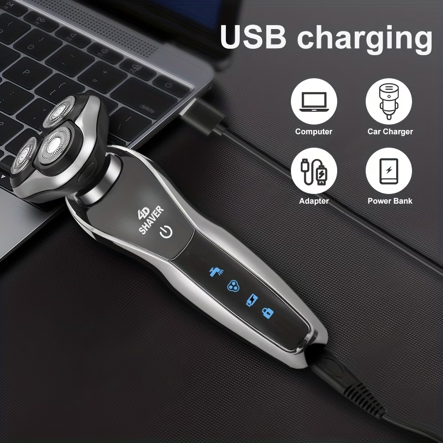3-In-1 Electric Shaver, Rotary Shaver, Sideburns Trimmer, Nose Hair Trimmer; USB Charging, 3D Floating Shaving, Clean Shaving, Men'S Holiday Gift