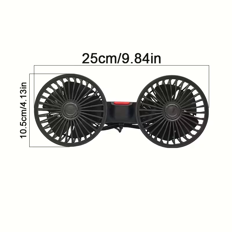 Car mounted RV silent fan, dual fan, car mounted fan, dual head rear ventilation fan, powerful wind power, 360 degree rotation, super large airflow, ultra quiet operation, easy to clip and install, suitable for cars and homes
