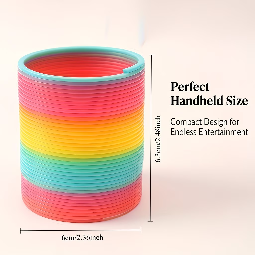 6pcs Color Circle - Elastic Circle - Rainbow Spring Toy - Dynamic Education Stack Spring Round Toy - Rainbow Color - Party Gift Entertainment Learning Tool - Random Color