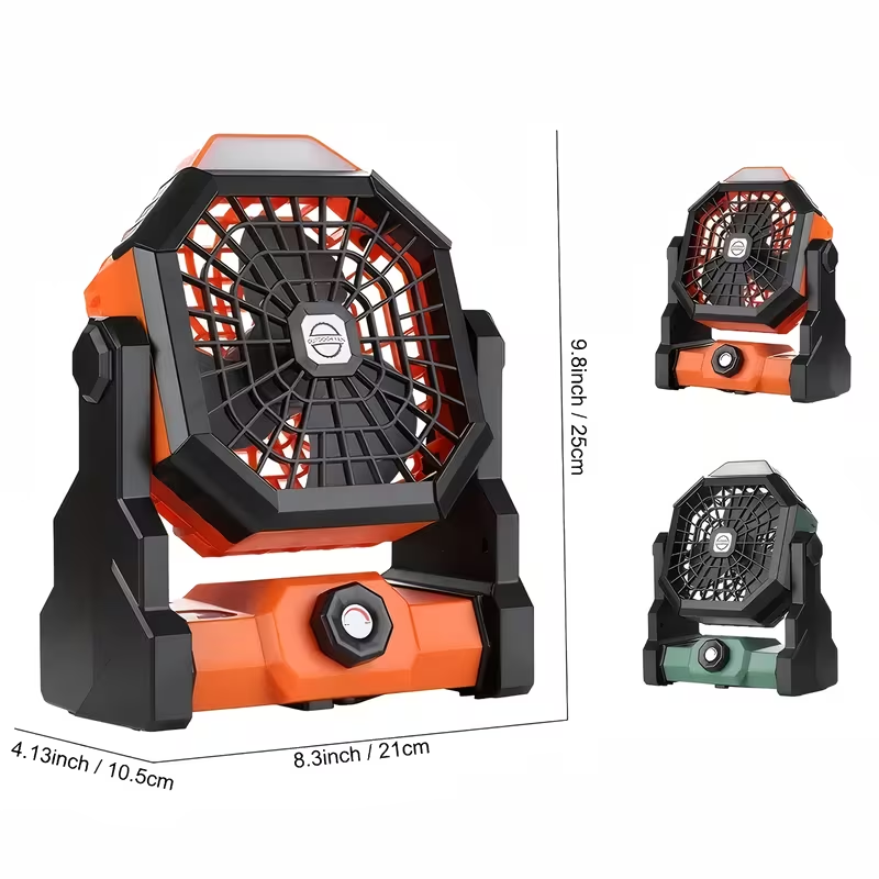 New Multifunctional Outdoor Fan with Stepless Speed Control, Portable Hanging Anywhere, LED Light for Illumination, Essential for Camping, Autumn and Winter, Holiday Outdoor Travel, USB Rechargeable, Extra Large Lithium Battery with Long Endurance