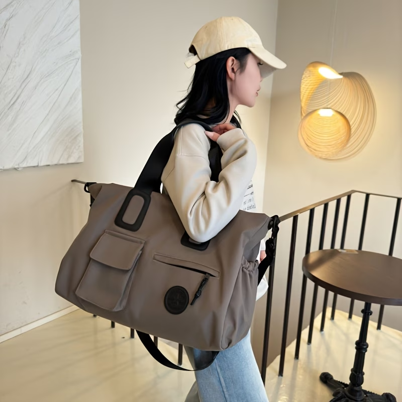 Chic Large Capacity Travel Duffle Bag - Lightweight, Portable Luggage with Shoe Compartment & Wet Pocket for Gym, Fitness, and Overnight Trips - Available in Coffee, Cream, Black - For Men & Women - Perfect for Travel & Fitness Enthusiasts - Ideal