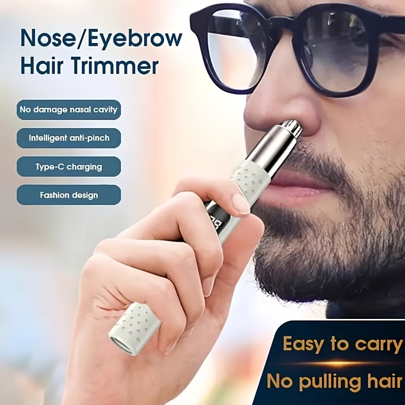 Nose Hair And Ear Hair Trimmer, Multi-Function Trimmer- USB Charging, LED Display, Precise Cutting, Easy to Clean, Portable Beauty Tool, Suitable for Travel