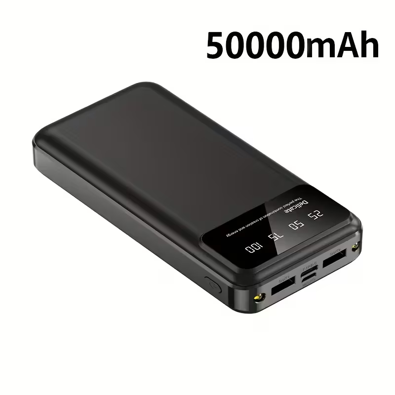 A Portable Power Bank with a Capacity of 50000Mah, Suitable for Charging Mobile Phones And Android Devices, Featuring an LED Display for Power Output And a Flashlight, Ideal for Outdoor Travel As an Emergency Power Source, Backup Battery Pack