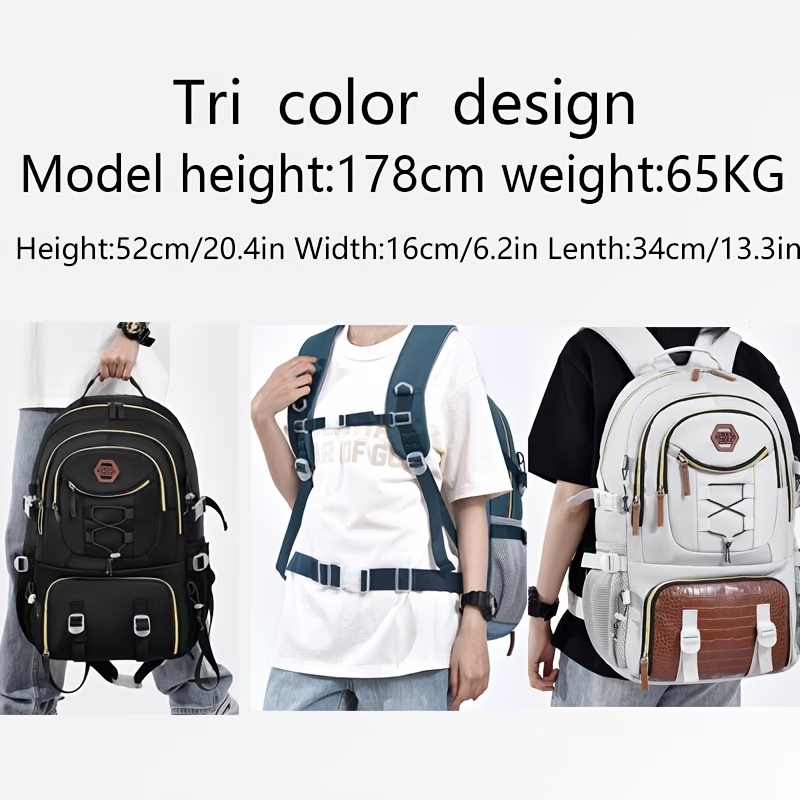 New Multifunctional Men's Fashion Backpack for Short Trips, Business Travel Bag with Multiple Pockets and Large Capacity, Laptop-Friendly, Stylish Casual Shoulder Bag, Commuter Bag, Overnight Stay Bag, Perfect for Students, Work, School