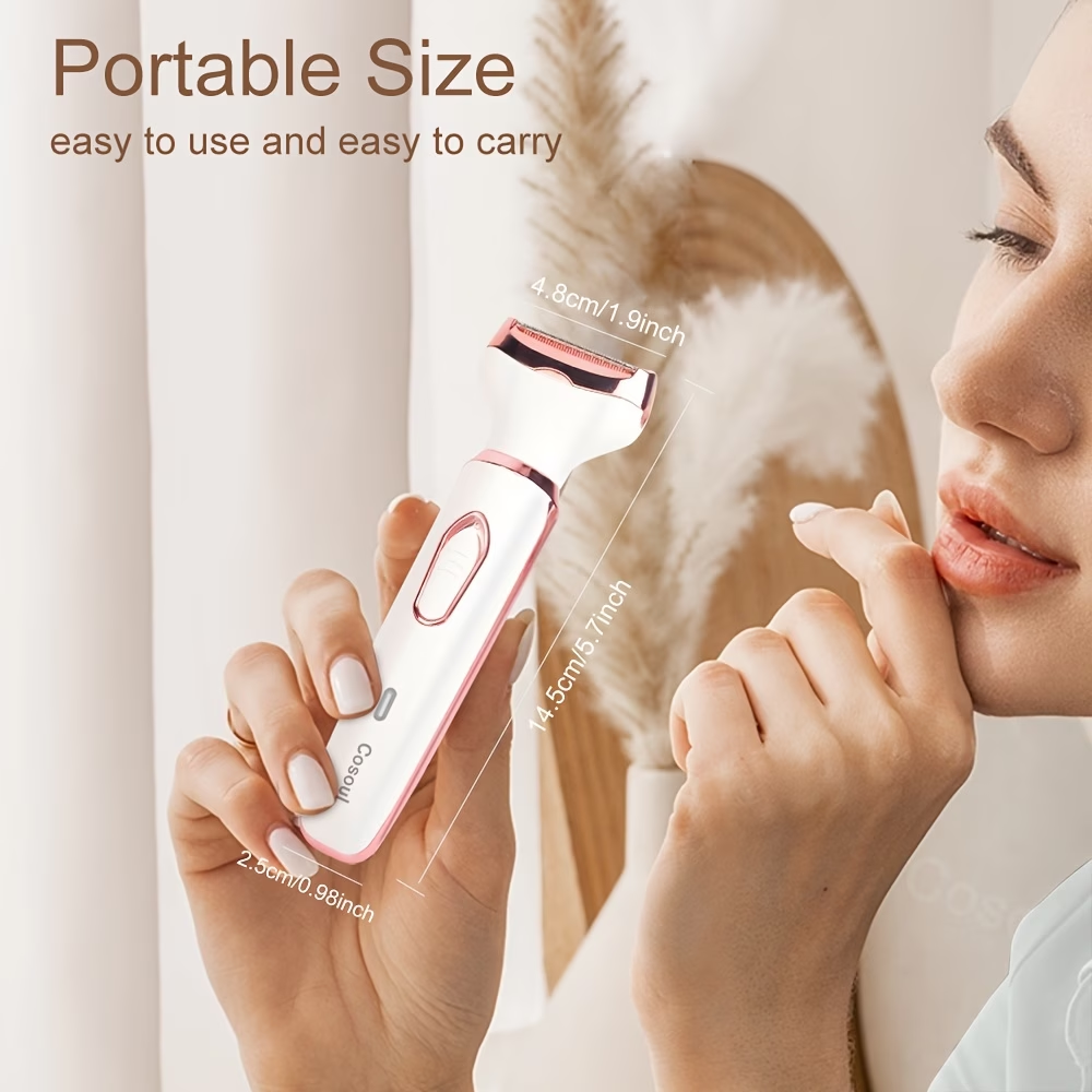 4-in-1 Electric Hair Remover for Women - Portable Manual & Voluminous Hair Removal, USB Rechargeable Battery, Face, Arms, Legs, Body - Painless & Portable Hair Removal Tool, Hair Remover Electric, Facial Hair Removal, Sleek Design, Versatile Hair Tool