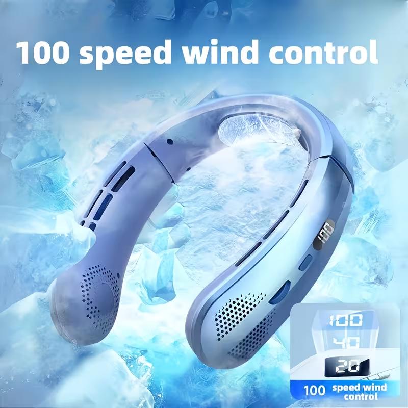 1 Portable USB Charging Neck Fan - Adjustable Strong Wind for Outdoor Sports And Activities