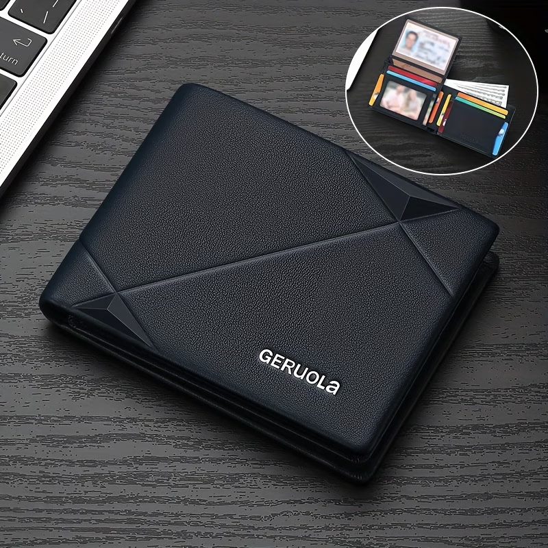 Men's Genuine Leather Short Wallet with Large Capacity Card Slots, Holiday Gift Top Layer Cowhide RFID Blocking Credit Card Holder Portable Cash Business Office Commute Anniversary Birthday Valentine's Day Gift Leather Wallet Father's Day Present