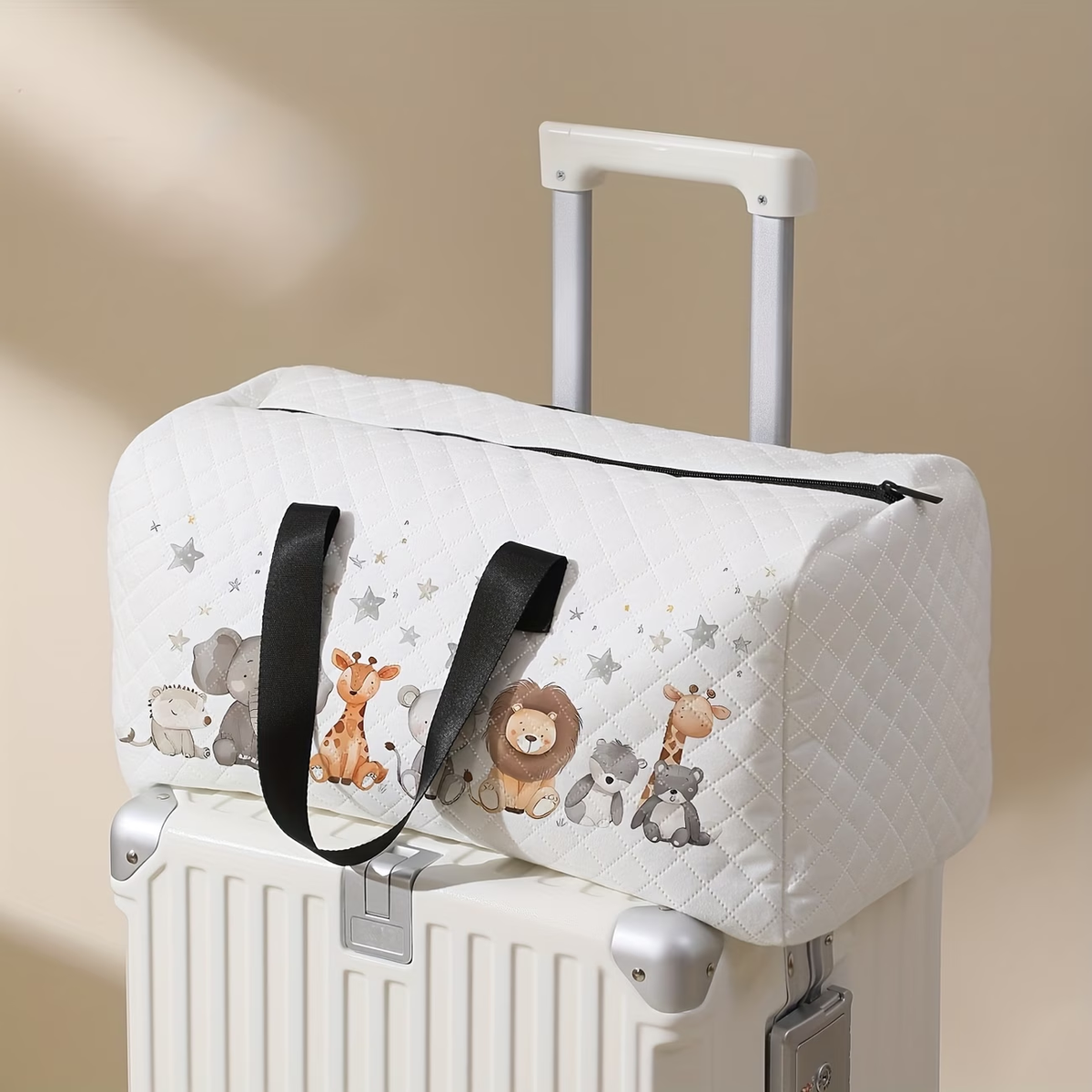 Chic Cartoon Animal Print Travel Duffle Bag - Spacious & Lightweight with Shoe Compartment, Perfect for Overnight Trips, Yoga & Fitness