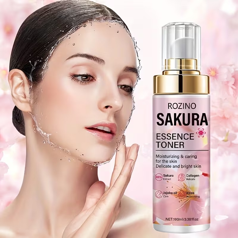Instant Lifting & Firming Facial Toner/Natural Cherry Blossom Intensive Moisturizing & Firming Facial Essence Water 100ml/Refreshing, Easily Absorbed Texture/Quickly Penetrates Upon Spraying/Smooths Out Sagging Skin, Deeply