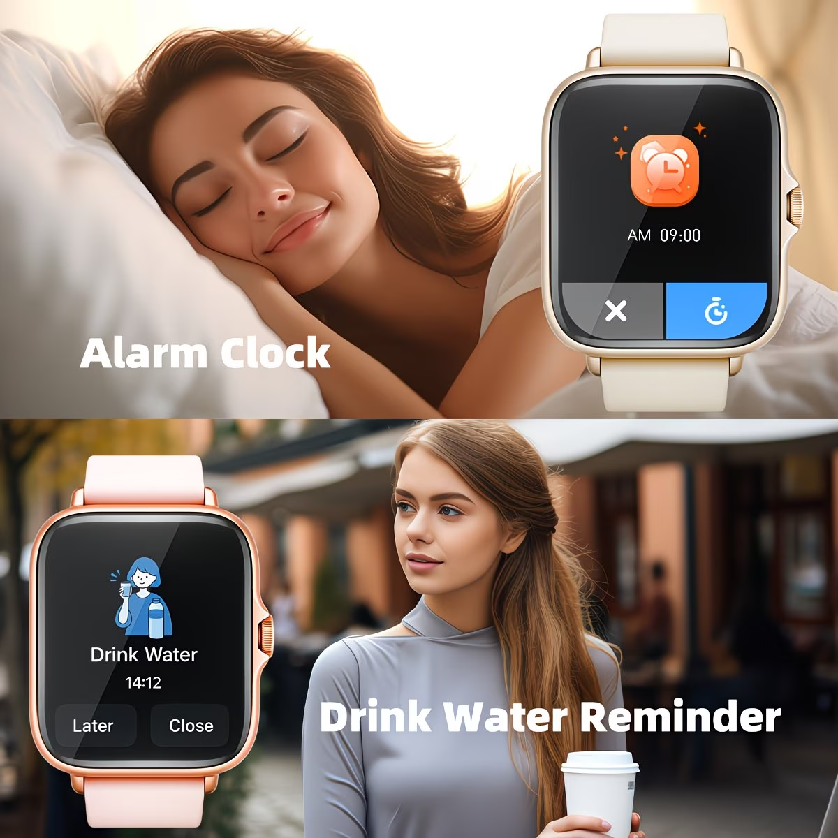 Smart Watch, 1.83'' Full Touch Screen Display with Message, Answer Make Call Smartwatch, Sports Pedometer, Information Alerts, for Iphone/Android Phones, Smartbands Fitness Watch for Women/Men Friend Gift, Birthday Gift
