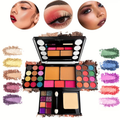 [Ultimate Makeup Set] 37pcs Ultimate Makeup Set for Beginners: Eyeshadow Palette, Blush, Lip Gloss & Contour Kit with Applicators - Includes Brown, Berry, Coral & Blue Tones for Women