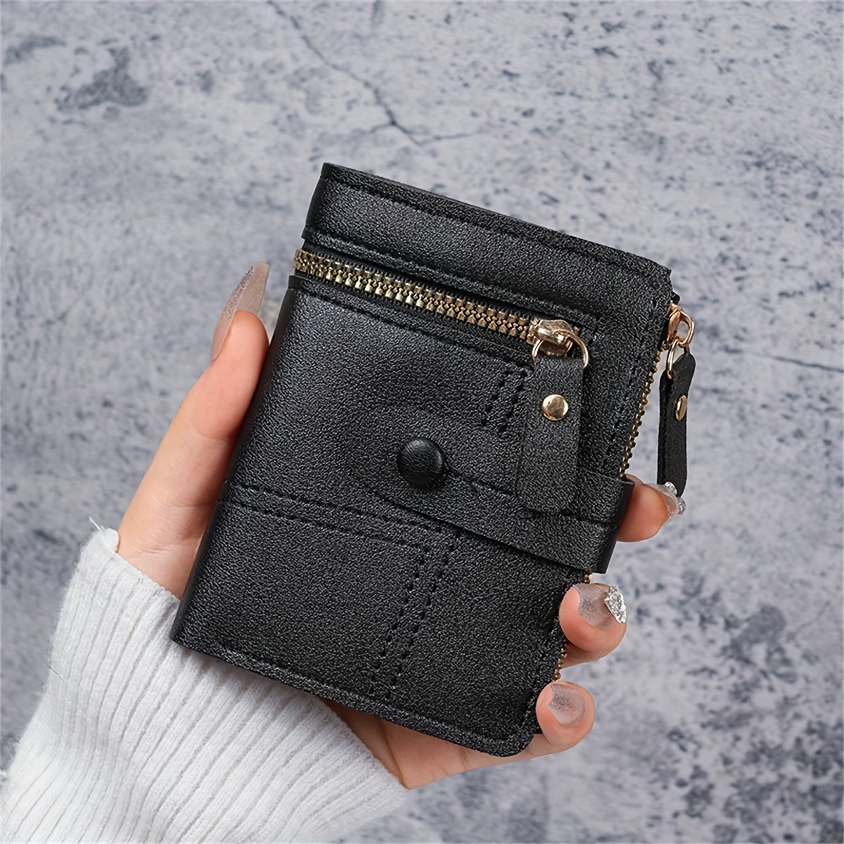 New Women'S Short Double Zipper Coin Purse Bank Card Credit Card Storage Bag Multi-Card Slot Wallet with Zipper Closure