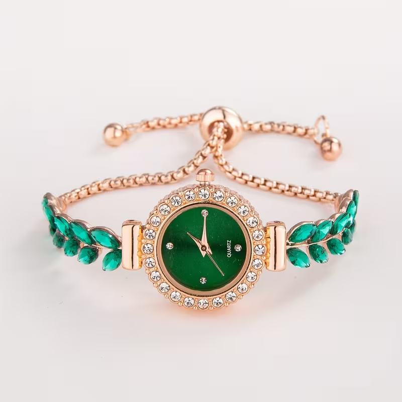 New Casual Fashion Women'S Bracelet Watch Cute Round Small Dial Leaf Feather Shape Strap Women'S Jewelry Watch Alloy Quartz Watch Gift Giving Etc
