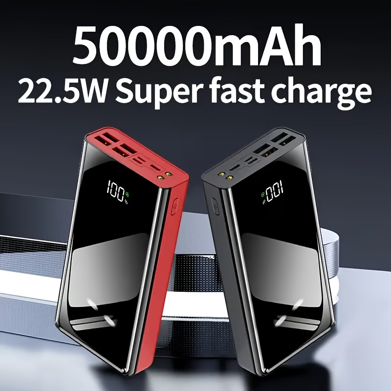 30000mAh/50000mAh/100000mAh Portable Mobile Power Bank | 22.5w Super Flash Charging Digital Display, Outdoor Travel Camping Light, Fast Charging Reserve Battery Pack, Large Capacity, Two-way Fast Charging