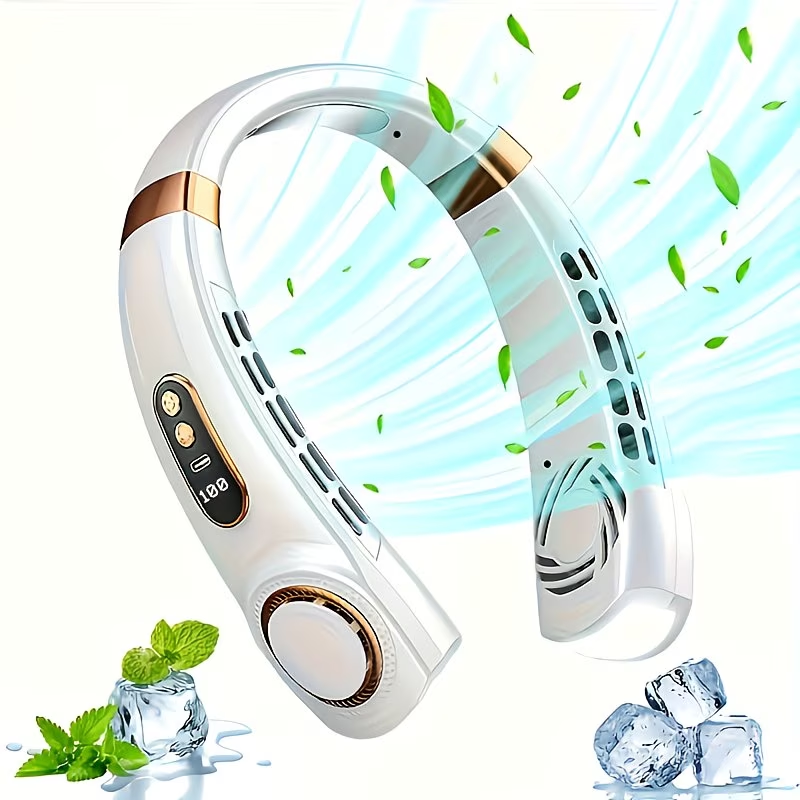 1pc Portable Wearable Neck Fan - Personal Fans for Outdoor And Indoor Use, Hands-Free, Leafless, Rechargeable, Headphone Design, USB Charging Device with Long-Lasting Battery Life And Adjustable Speed