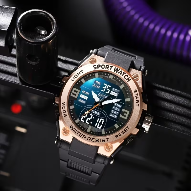 Versatile Sports Chronograph Timepiece - Men'S Digital Quartz Watch Featuring Alarm, Glow-In-The-Dark Display, And Perfect Gift Choice for Outdoor Lovers