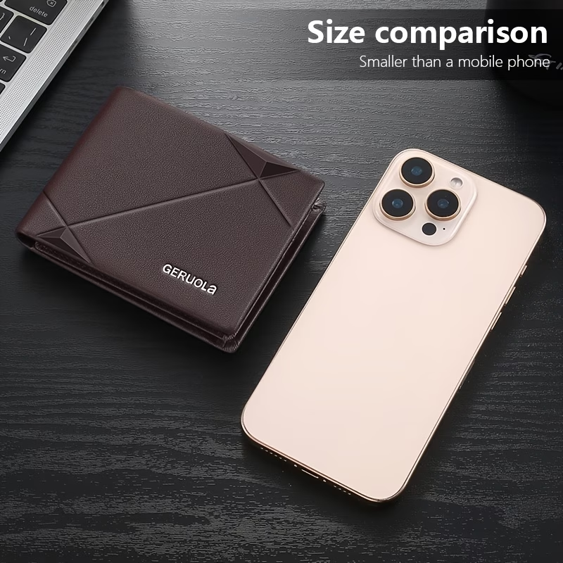 Men's Genuine Leather Short Wallet with Large Capacity Card Slots, Holiday Gift Top Layer Cowhide RFID Blocking Credit Card Holder Portable Cash Business Office Commute Anniversary Birthday Valentine's Day Gift Leather Wallet Father's Day Present