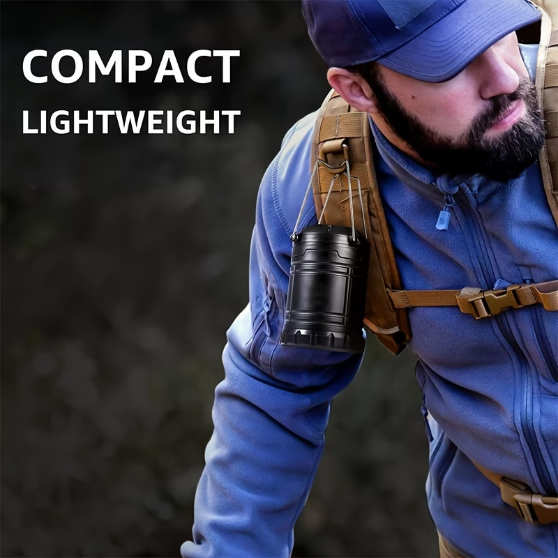 4pcs Super Bright Led Camping Lanterns | Portable, Collapsible Emergency Flashlights, Abs Material With Matte Metal End, Ideal For Camping, Outdoor Activities, And Home Use, Non-Water Resistant, Button Switch, Without Battery