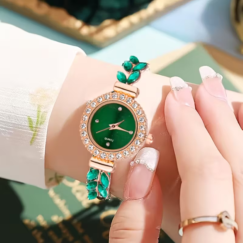 New Casual Fashion Women'S Bracelet Watch Cute Round Small Dial Leaf Feather Shape Strap Women'S Jewelry Watch Alloy Quartz Watch Gift Giving Etc
