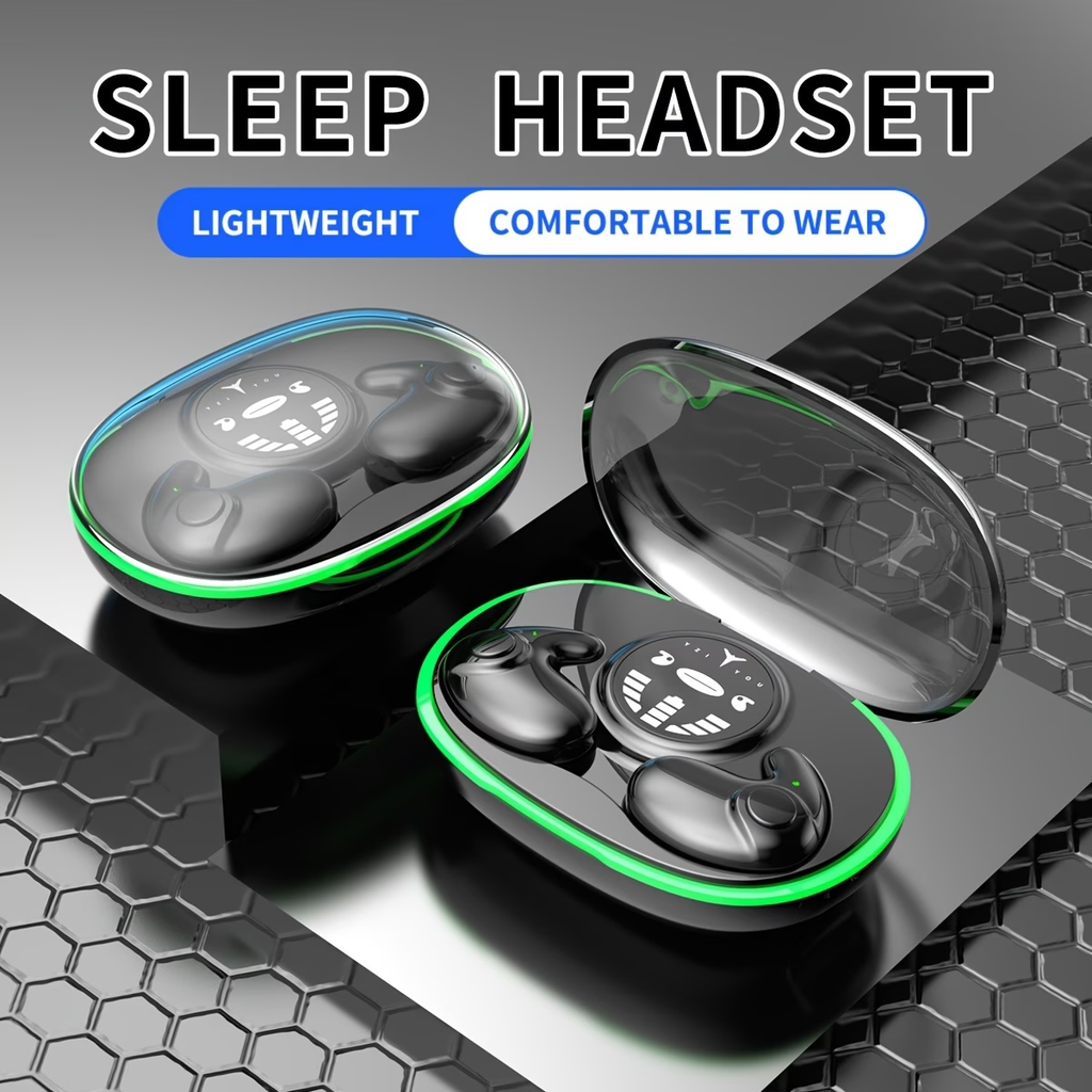 Ultra Thin Wireless Sleep Earphones with High Fidelity Sound, High Volume, Comfortable to Wear, Touch Control, Half Open Back, No Tangled Cables and Wireless Charging Case, Suitable for Both Men and Women