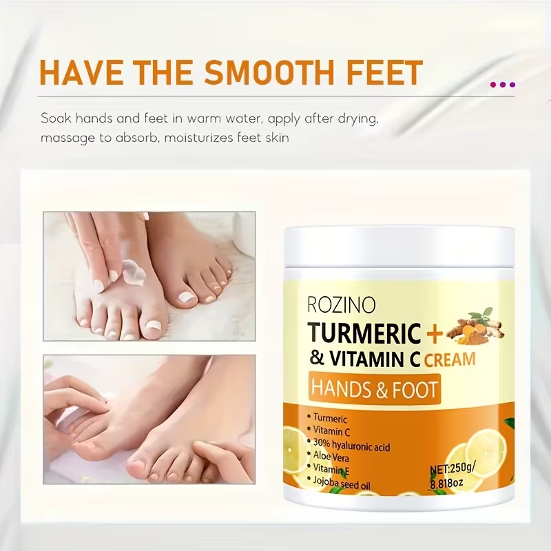 Immediately Hydrate Your Skin During Autumn And Winter. This Turmeric And Vitamin C Hand And Foot Cream Penetrates The Skin in 5 Seconds, Providing Instant Moisture And Deep Hydration. It Keeps The Skin Cool And Non-Greasy While Ensuring Long-Lastin