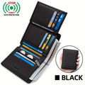 Genuine Leather Three-Fold Wallet for Men, 13 Card Slots with Anti-Theft Feature