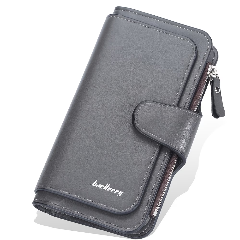 Letter Detail Long Wallet, Women's Fashion Faux Leather Wallet With Card Slots & Id Window