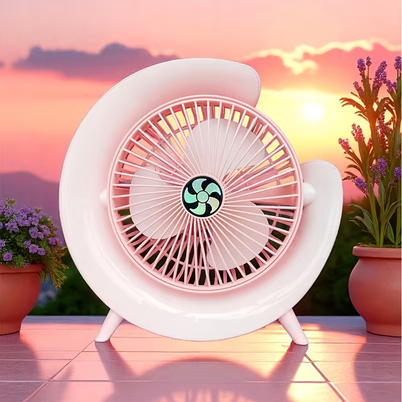 USB Desktop Fan with LED Light, Multifunctional Small Fan, Silent And Portable, 3-Speed Regulation, Rechargeable, Long Battery Life, Home Office Bedside Radiator, Creative Design, Summer Cool Gift