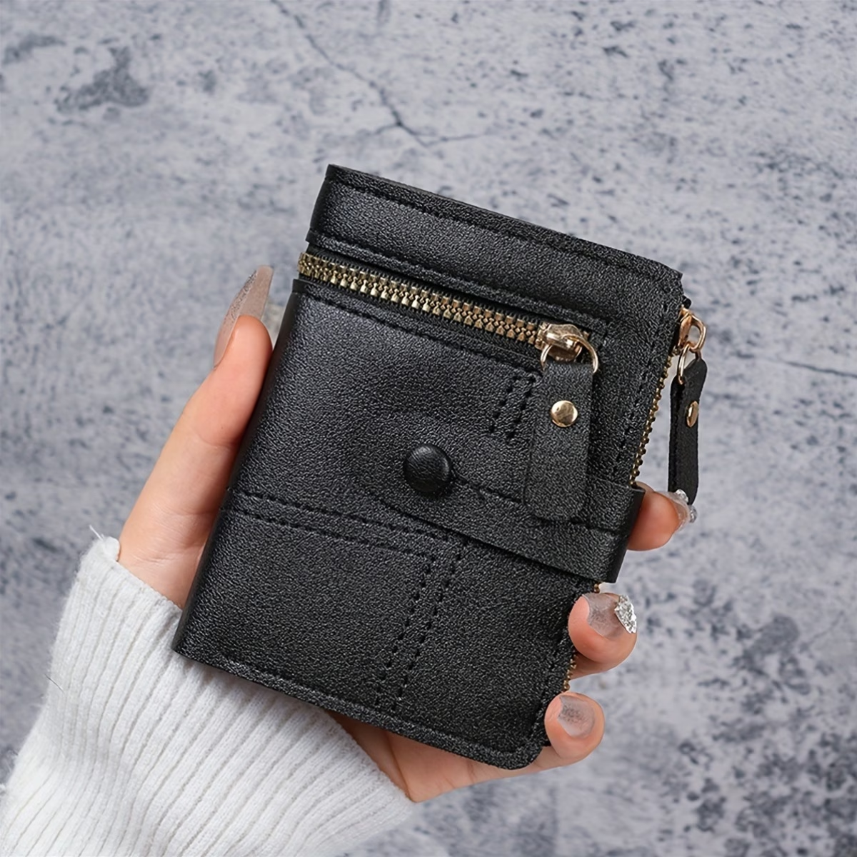 New Women'S Short Double Zipper Coin Purse Bank Card Credit Card Storage Bag Multi-Card Slot Wallet with Zipper Closure