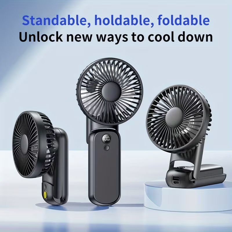 6000mAh Portable Handheld Fan 180° Foldable 5 Speeds Adjustable [6-22h Working Time] USB Rechargeable Small Desk Fan Foldable Personal Cooling Fan for Travel/Summer/Outdoor/Home/Office