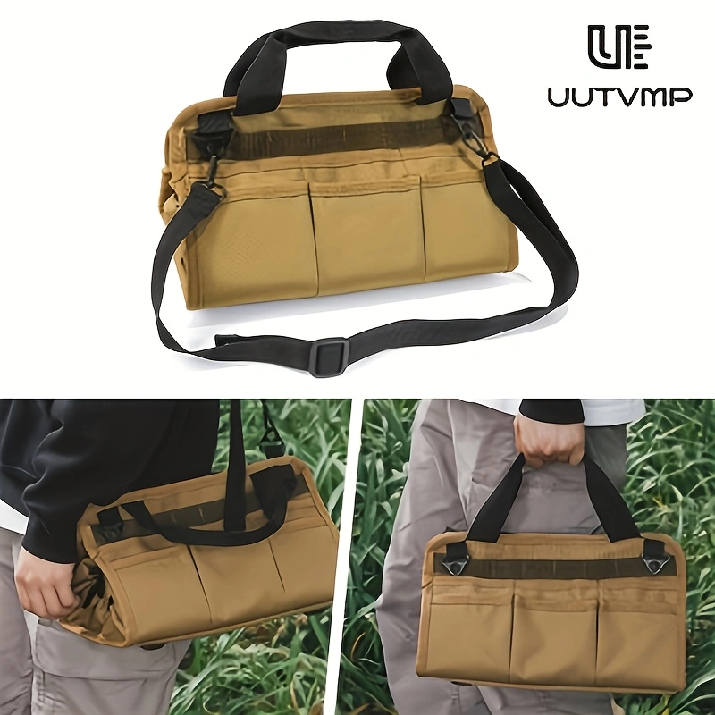 Tool Organizer Bag – Suitable for Outdoor, Camping, and Hiking Gear; Features Wall-Mountable, Handheld, and Crossbody Carrying Options.
