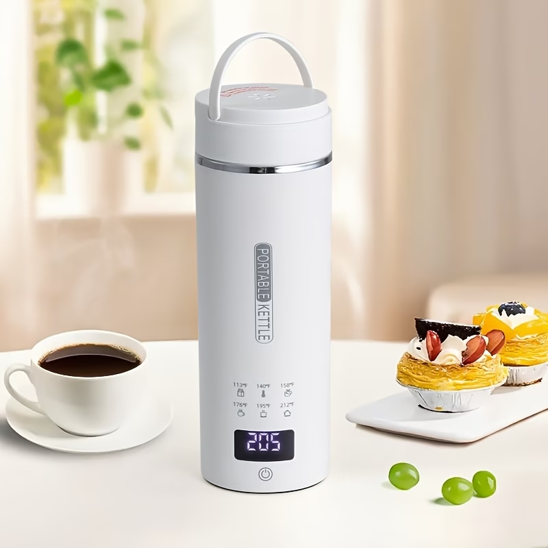 1pc Travel Electric Kettle, Portable Mini Water Boiler with 6 Temperature Settings, 304 Stainless Steel, Auto Shut-Off and Boil-Dry Protection, BPA-Free, 15.22oz, Suitable for Brewing Coffee, Flower Tea, and Milk