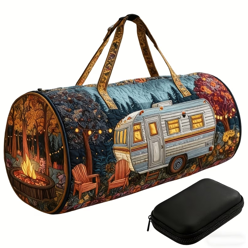 2pcs Hippie Bohemian Style Quilted Travel Bag - Vintage Quilted Overnight Travel Bag with Shoulder Strap, Multi-Pattern Bohemian Style, Suitable for Gym, Weekend Travel, Overnight Luggage, Handbag