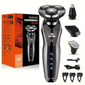 3-In-1 Electric Shaver, Rotary Shaver, Sideburns Trimmer, Nose Hair Trimmer; USB Charging, 3D Floating Shaving, Clean Shaving, Men'S Holiday Gift