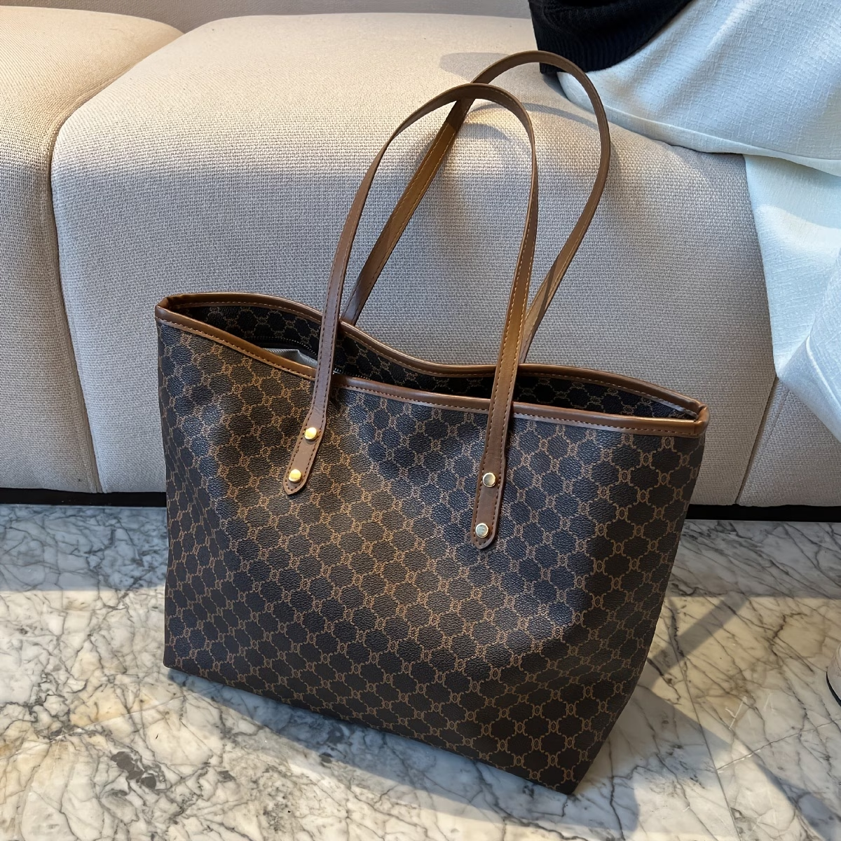 Women'S Vintage Pattern Tote Bag, Large Capacity, Stylish Bag for Work