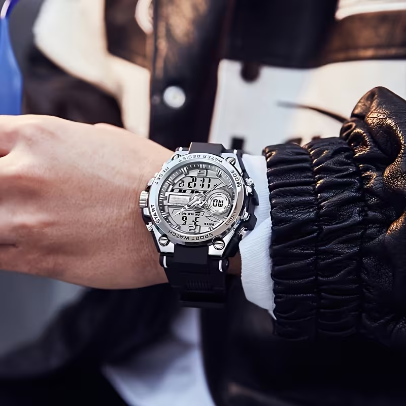 Alloy Bezel Multifunctional Sports Watch Steel Heart Men'S Electronic Watch Women'S Watch Daily Wear Holiday Gift